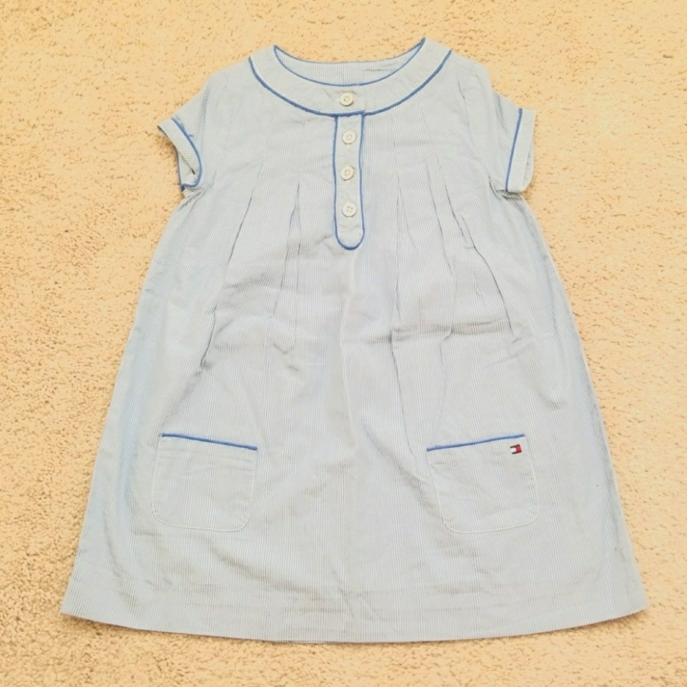 Vintage 3T Tommy Hilfiger Blue White Striped Dress